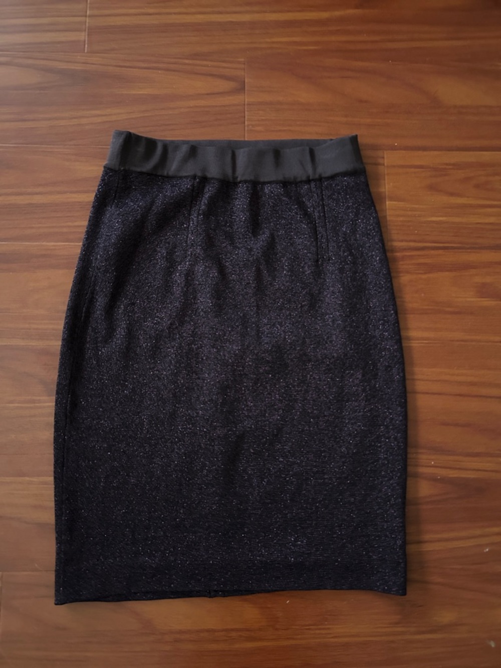 rag & bone Black Sparkle Pencil Skirt with Elastic Waist